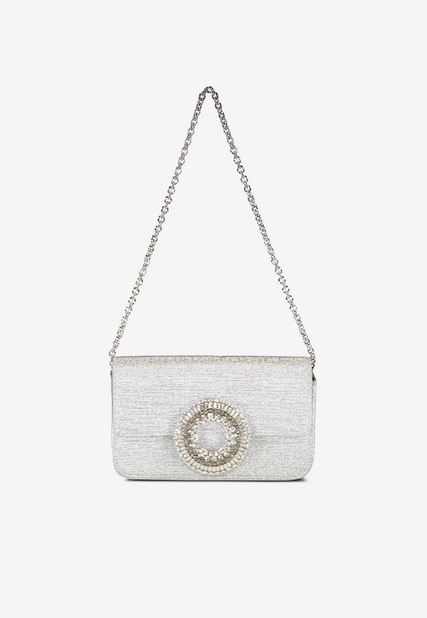 Aquazzura Crystal Hoop Shoulder Bag CYPSHBS0-GTSSCP SILVER/CRYSTAL