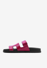 Chypre Sandals in Framboise Shiny Alligator