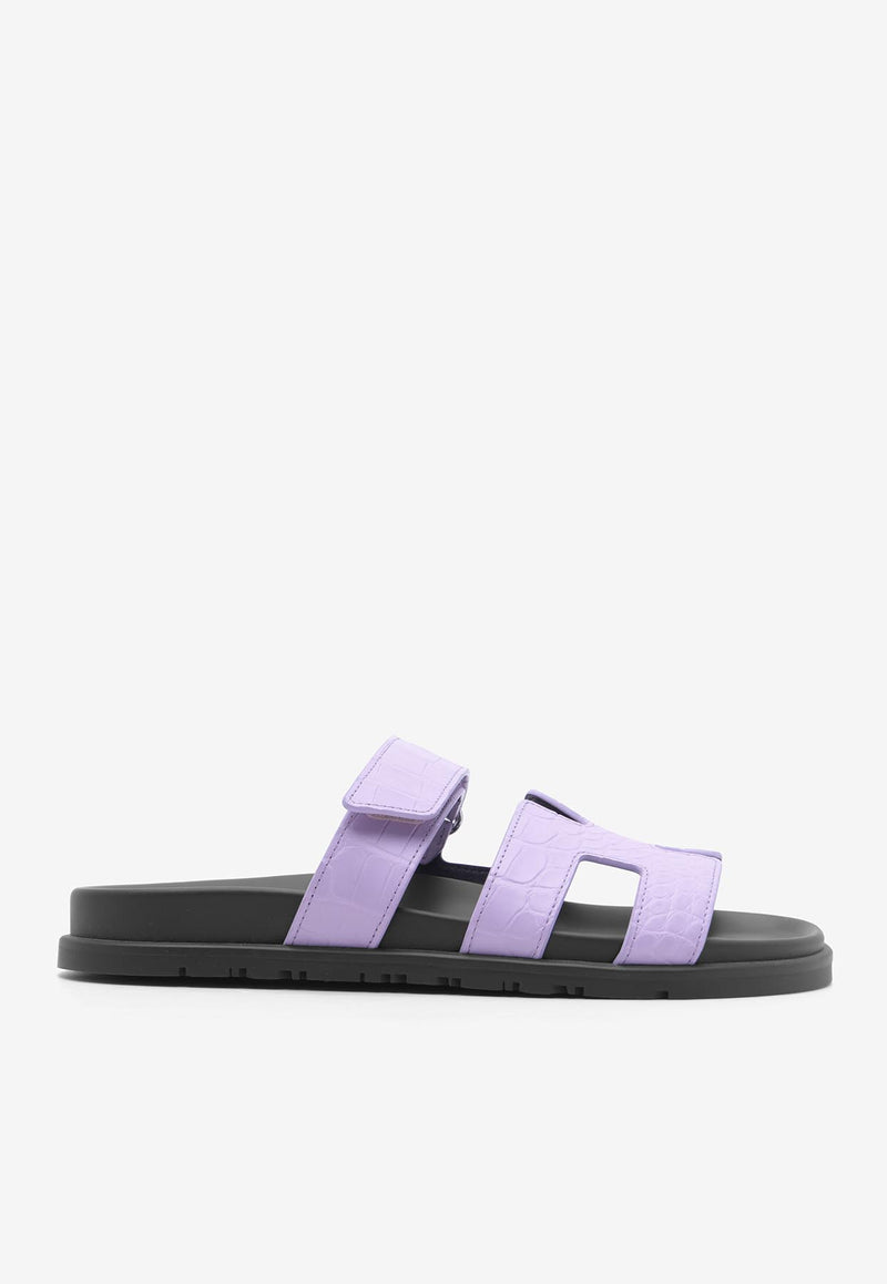 Chypre Sandals in Violet Parme Matte Alligator