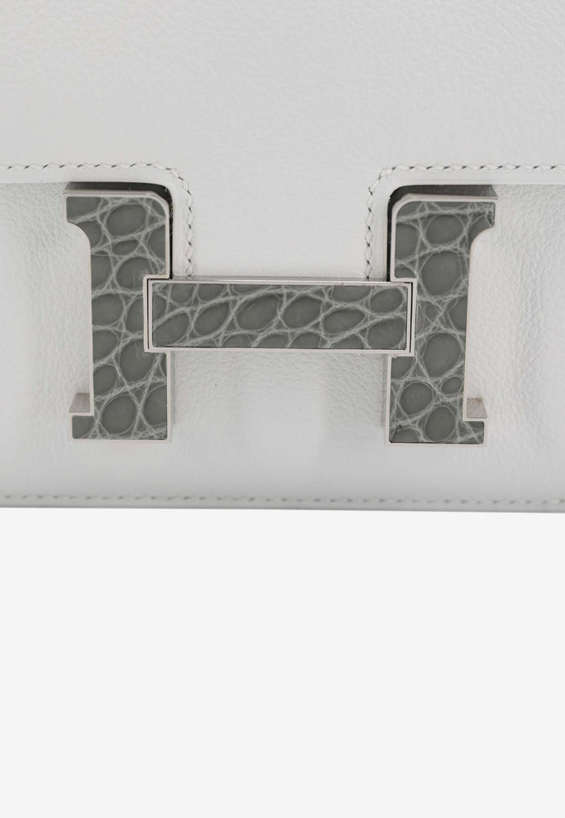 Hermès Constance 18 in New White Evercolor with Alligator Palladium Hardware