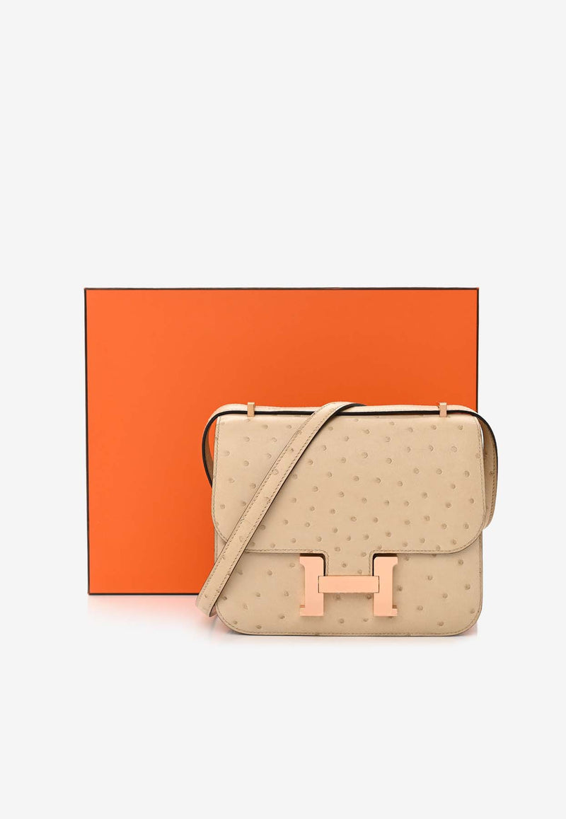 Hermès Constance 18 in Parchemin Ostrich Leather with Rose Gold Hardware