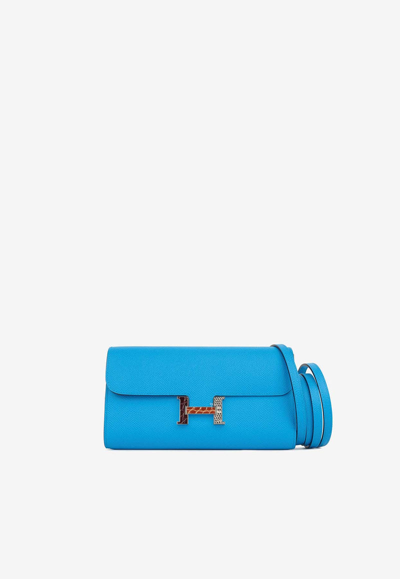 Hermès Constance To Go Wallet in Bleu Frida Epsom with Palladium Hardware
