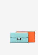 Hermès Constance To Go Wallet in Bleu Atoll Epsom with Palladium Hardware