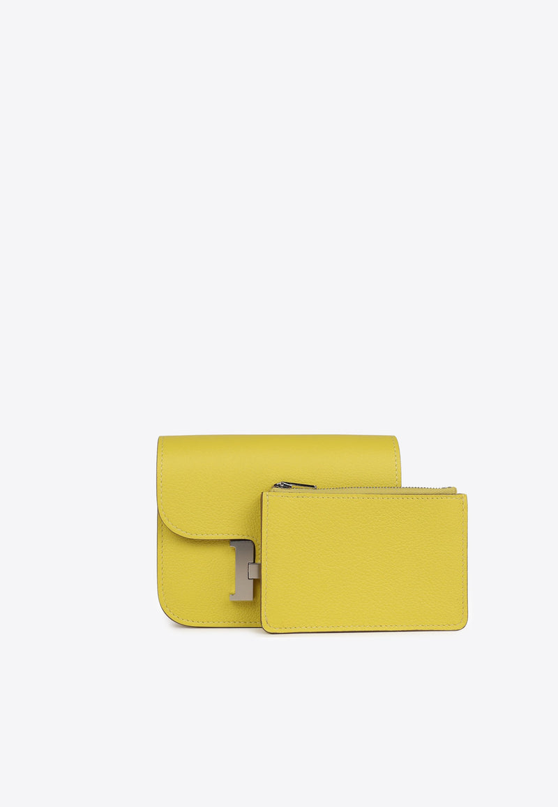 Constance Slim Wallet in Lime Evercolor with Palladium Hardware