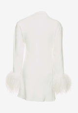 16ARLINGTON Adelaide Feather Embellished Mini Dress D-169-INFNT-WHT-BOAWHITE