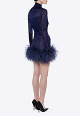 16ARLINGTON Luna Feather Mini Dress D-322-PS24-FNAVY