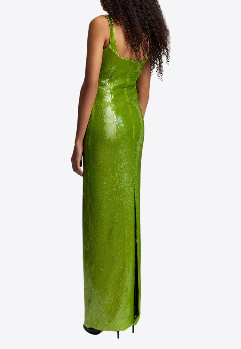 16ARLINGTON Electra Sequin-Embellished Maxi Dress D-427-PW24GREEN