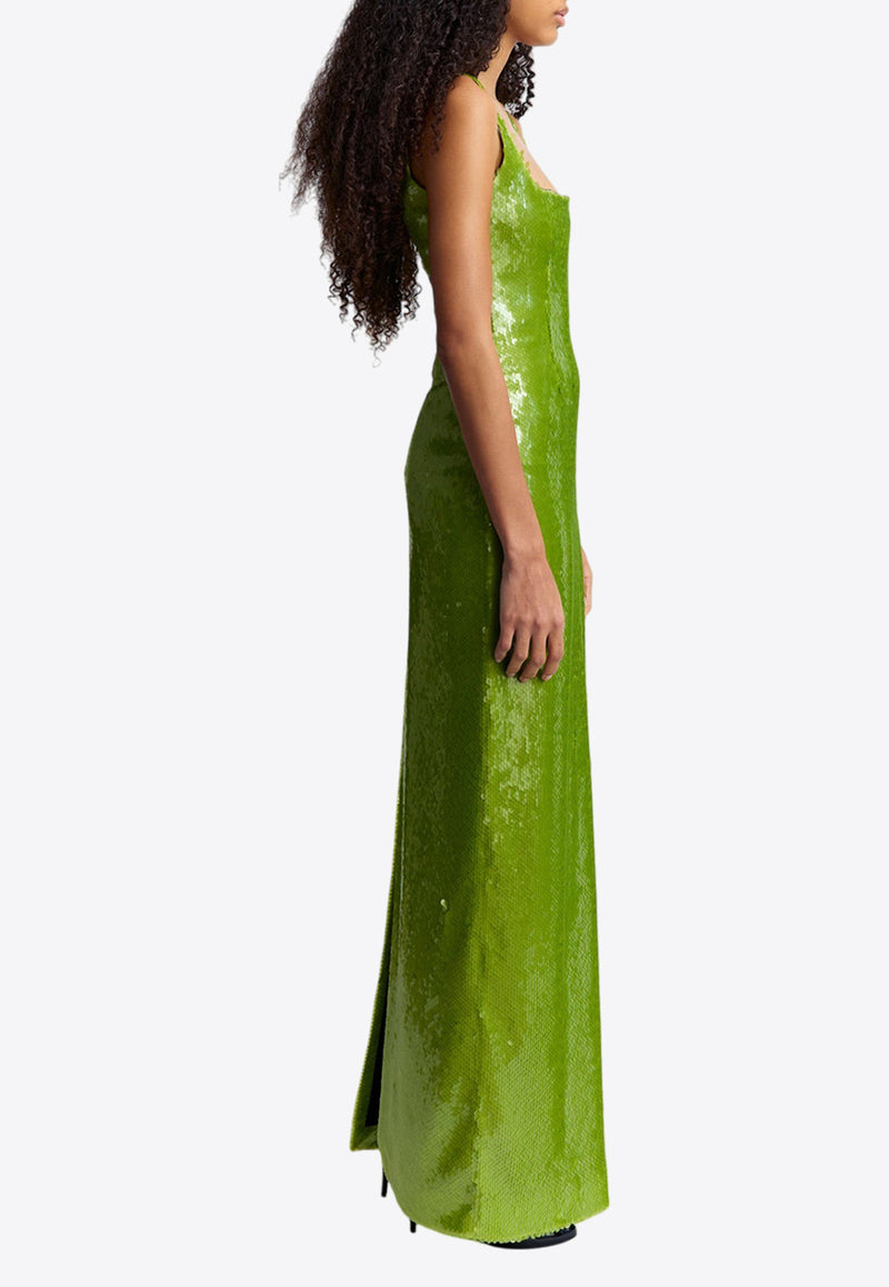 16ARLINGTON Electra Sequin-Embellished Maxi Dress D-427-PW24GREEN