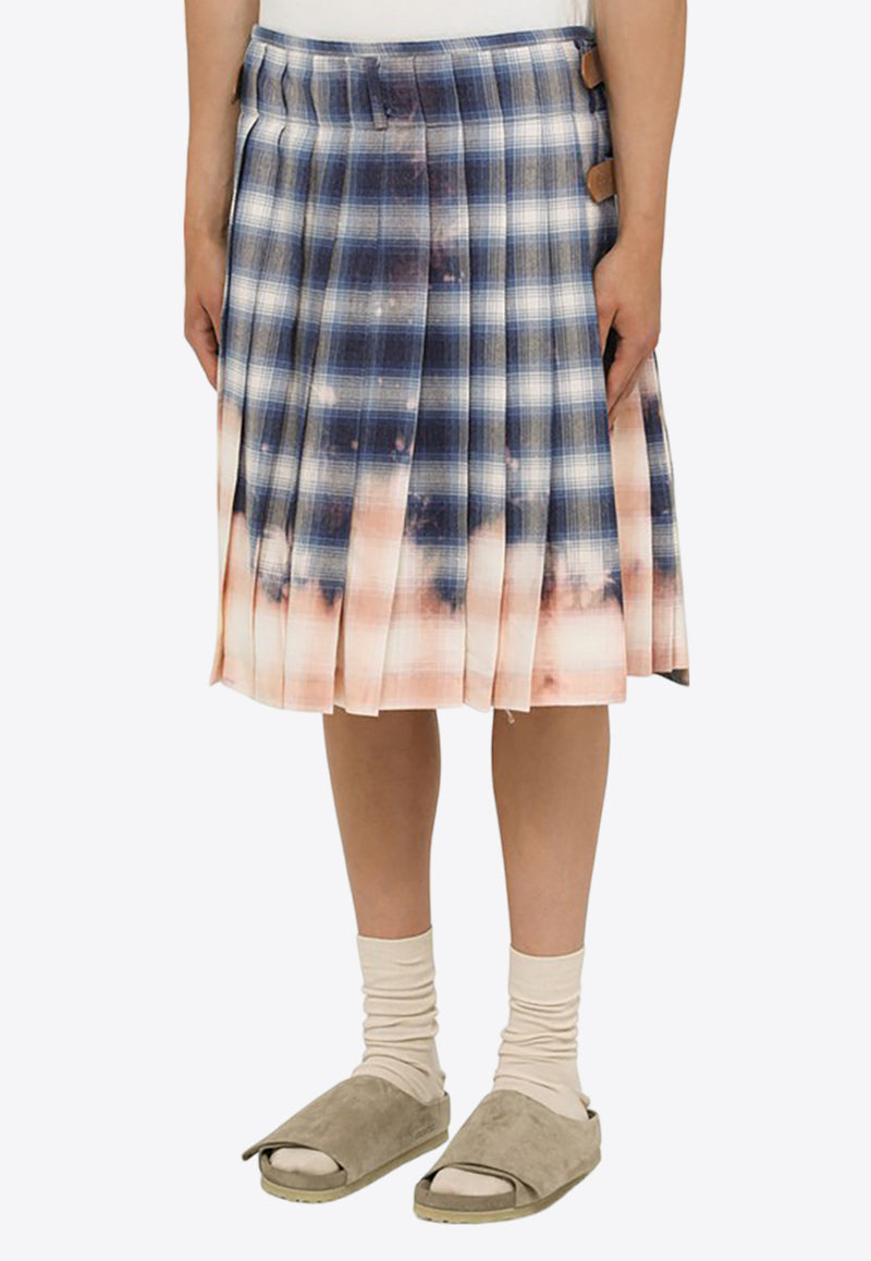 1989 Studio Bleached Knee-Length Checkered Kilt  Multicolor D0637CO/M_1989-RED