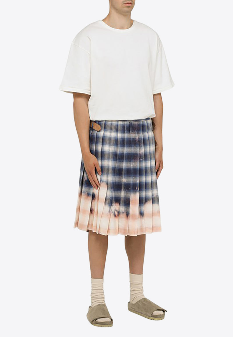 1989 Studio Bleached Knee-Length Checkered Kilt  Multicolor D0637CO/M_1989-RED