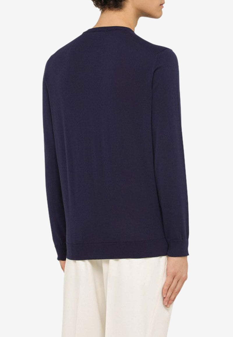 Drumohr Crewneck Basic Sweater Blue