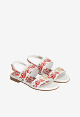 Dolce & Gabbana Kids Girls Majolica Print Calfskin Sandals Multicolor D10819 AX450 IH3TN