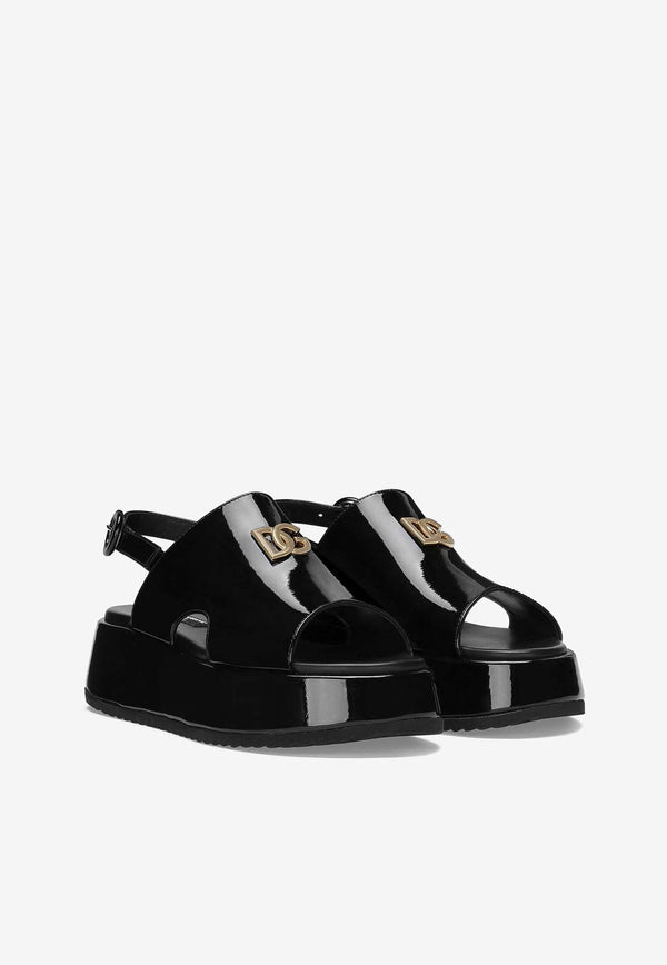 Dolce & Gabbana Kids Girls Patent Leather Sandals D11229 A1328 80999 Black