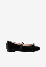 Dolce & Gabbana Kids Girls Patent Leather Ballet Flats Black D11294 A4831 80999