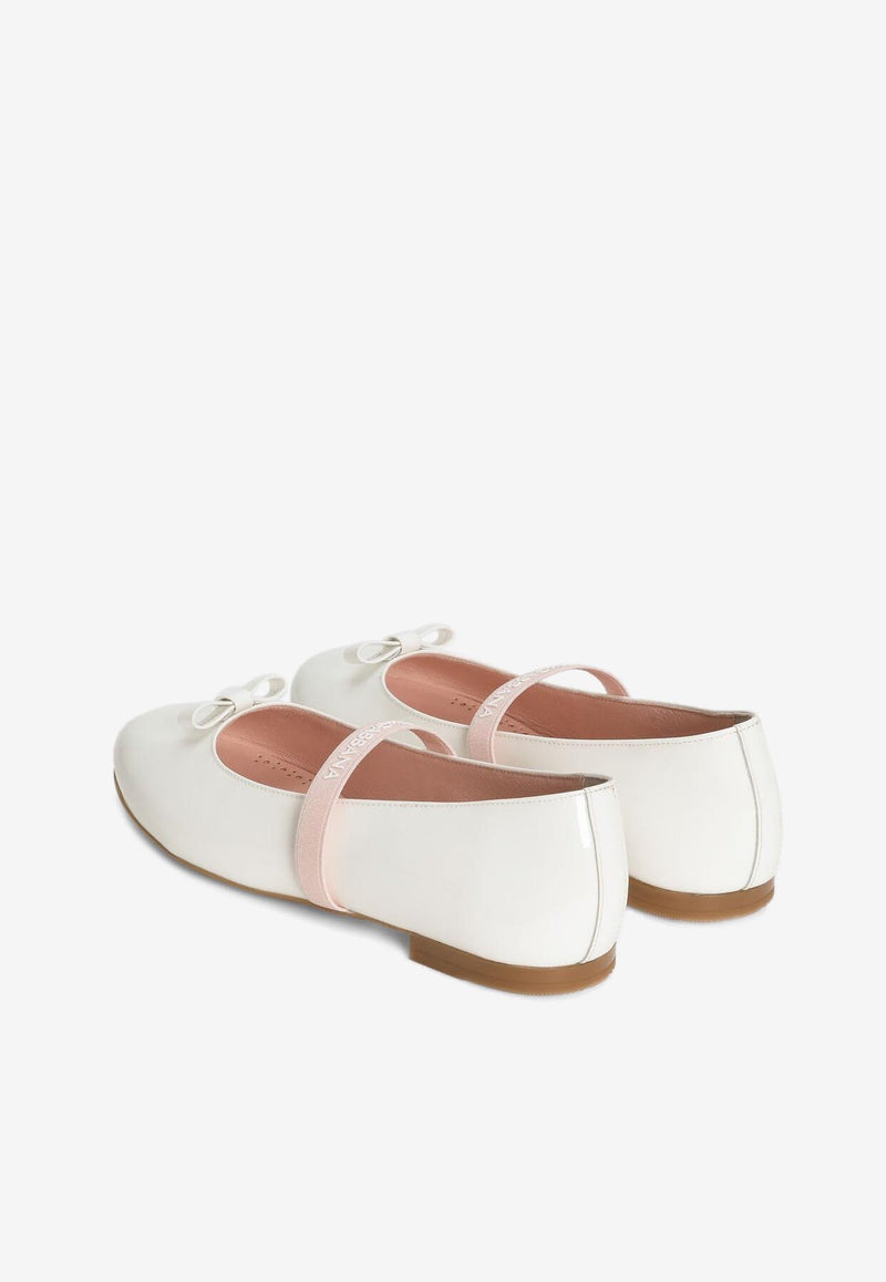 Dolce & Gabbana Kids Girls Patent Leather Ballet Flats D11294 A4831 87682 White