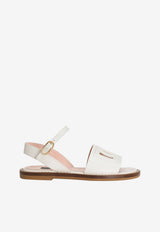 Dolce & Gabbana Kids Girls Logo Leather Sandals D11308 A1223 8S936 White