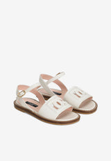 Dolce & Gabbana Kids Girls Logo Leather Sandals D11308 A1223 8S936 White