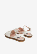 Dolce & Gabbana Kids Girls Logo Leather Sandals D11308 A1223 8S936 White