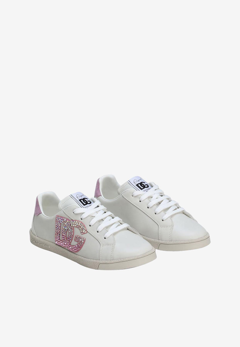 Dolce & Gabbana Kids Girls DG Logo Low-Top Sneakers D11324 AW775 80995 White
