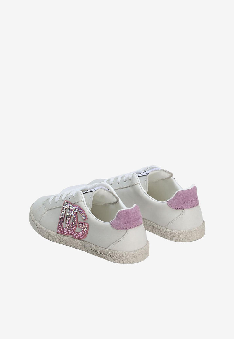 Dolce & Gabbana Kids Girls DG Logo Low-Top Sneakers D11324 AW775 80995 White
