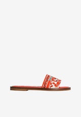 Dolce & Gabbana Kids Girls Majolica Print Canvas Flat Sandals Multicolor D11330 AF538 IH3TN