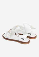 Dolce & Gabbana Kids Girls Nappa Leather Flat Sandals White D11372 A1850 80001