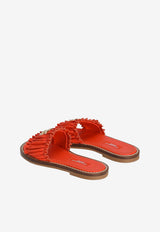 Dolce & Gabbana Kids Girls Ruched Nappa Leather Sandals Orange D11373 A1850 81166
