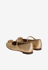 Dolce & Gabbana Kids Girls Metallic Nappa Leather Ballet Flats Gold D11376 AX261 80997