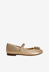 Dolce & Gabbana Kids Girls Metallic Nappa Leather Ballet Flats Gold D11376 AX261 80997