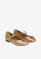 Dolce & Gabbana Kids Girls Metallic Nappa Leather Ballet Flats Gold D11376 AX261 80997