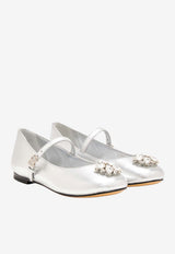 Dolce & Gabbana Kids Girls Crystal-Embellished Ballet Flats Silver D11376 AX261 80998