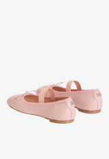 Dolce & Gabbana Kids Girls Gros-Grain Strap Nappa Leather Ballet Flats Pink D11395 AX626 84550