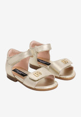 Dolce & Gabbana Kids Girls Laminated Nappa Leather Sandals Gray D20099 AJ133 80988