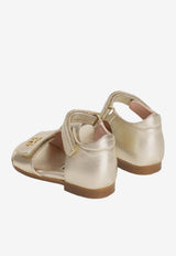 Dolce & Gabbana Kids Girls Laminated Nappa Leather Sandals Gray D20099 AJ133 80988
