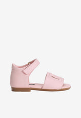 Dolce & Gabbana Kids Baby Girls DG Logo Calf Leather Sandals Pink D20102 A1735 80400