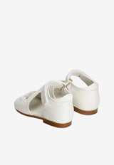 Dolce & Gabbana Kids Baby Girls DG Logo Calf Leather Sandals White D20102 A1735 81890