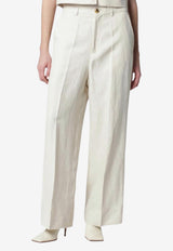 P.A.R.O.S.H Linen-Blend Straight-Leg Pants Beige D233018GVI/S_PAROS-003