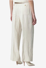 P.A.R.O.S.H Linen-Blend Straight-Leg Pants Beige D233018GVI/S_PAROS-003