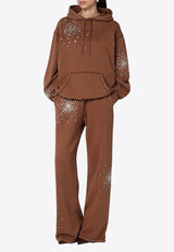 Des Phemmes Crystal Embellished Wide Track Pants Brown D303JCCO/P_DESPH-D0401