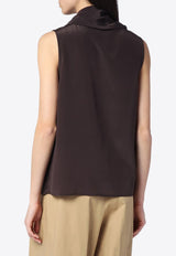 P.A.R.O.S.H Silk Blouse with Wrap-Around Scarf Brown D311642VI/Q_PAROS-086