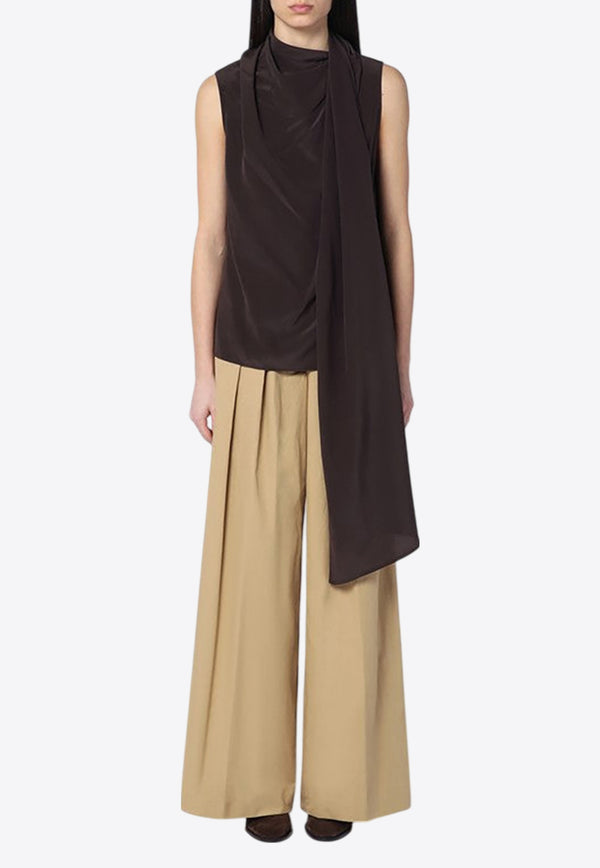 P.A.R.O.S.H Silk Blouse with Wrap-Around Scarf Brown D311642VI/Q_PAROS-086