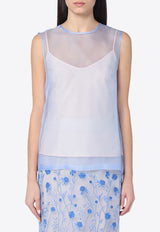 P.A.R.O.S.H Sorgente Silk Crewneck Top Light Blue D313076CO/Q_PAROS-046