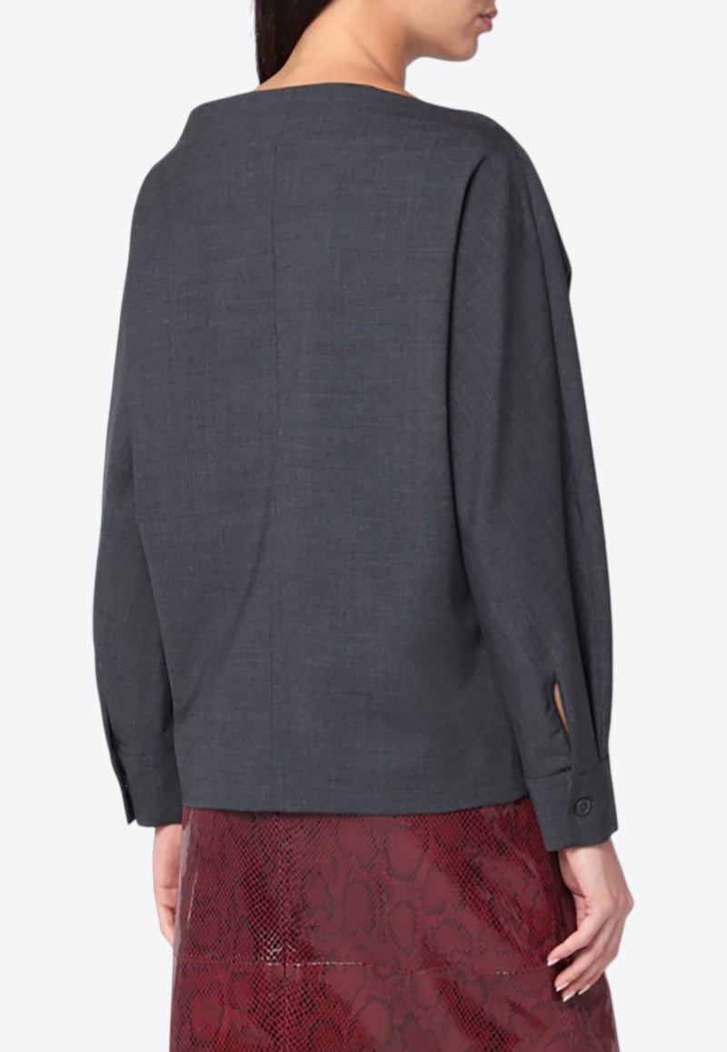 P.A.R.O.S.H Boat Neck Wool Blouse Gray D313088WO/R_PAROS-020