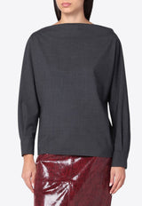 P.A.R.O.S.H Boat Neck Wool Blouse Gray D313088WO/R_PAROS-020