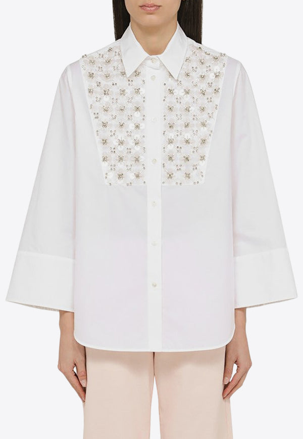P.A.R.O.S.H Paillette Embroidery Long-Sleeved Shirt White D381191RCO/O_PAROS-001