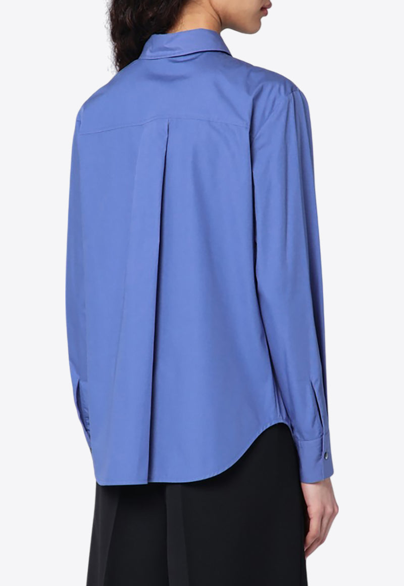 P.A.R.O.S.H Long-Sleeved Shirt with Floral-Embroidery Blue D381222CO/Q_PAROS-046