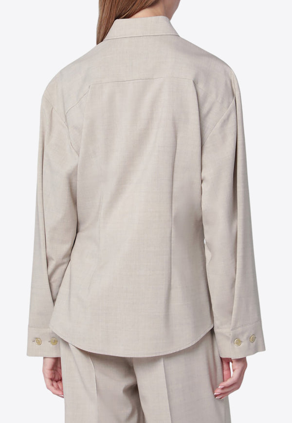 P.A.R.O.S.H Wool Long-Sleeved Shirt Bone D381248WO/R_PAROS-038