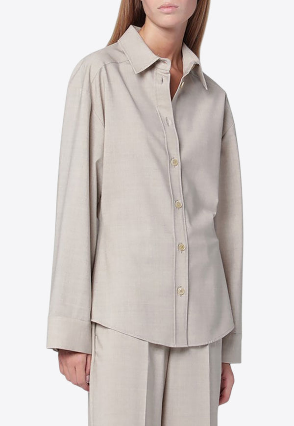 P.A.R.O.S.H Wool Long-Sleeved Shirt Bone D381248WO/R_PAROS-038