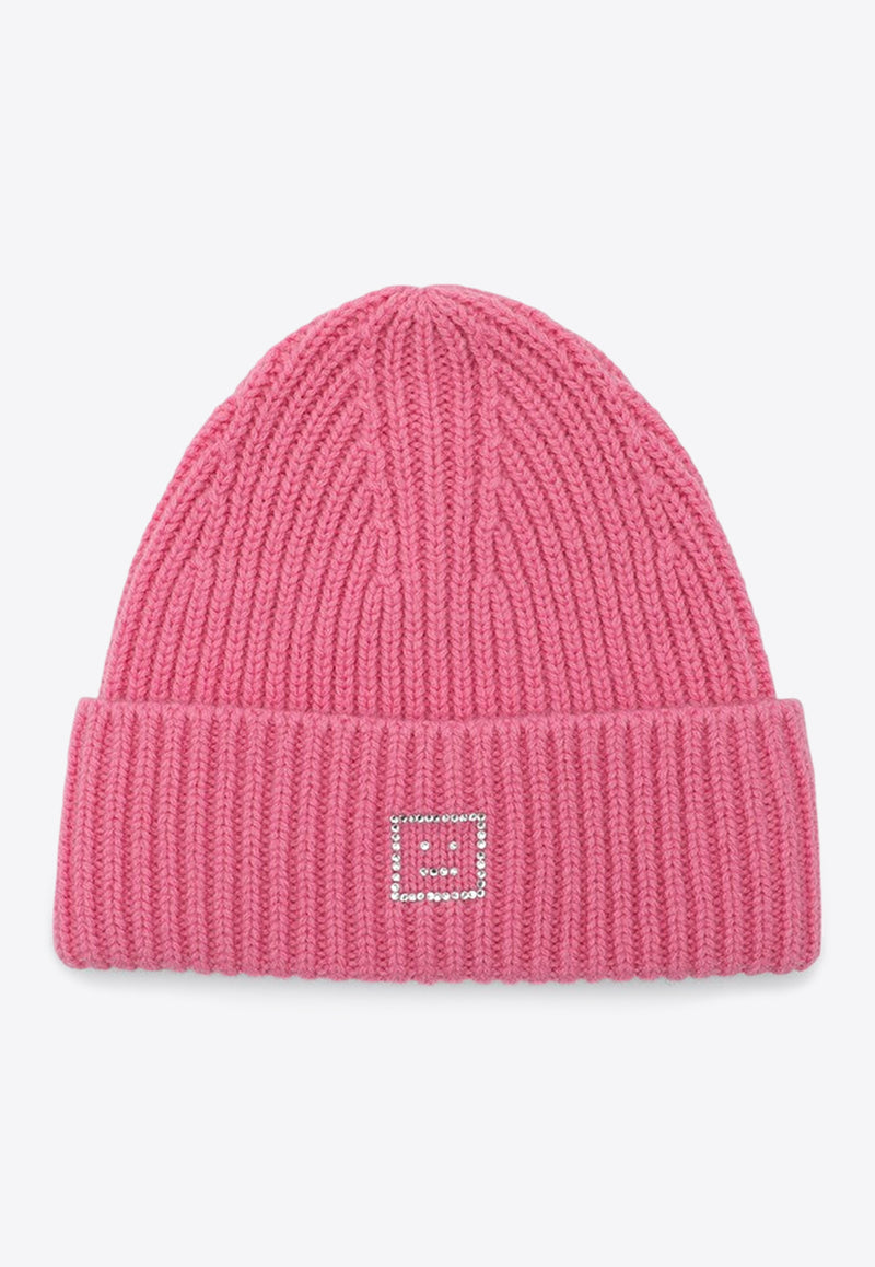 Acne Studios Rhinestone Face Wool Beanie Pink D40016WO/P_ACNE-CKQ