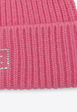 Acne Studios Rhinestone Face Wool Beanie Pink D40016WO/P_ACNE-CKQ